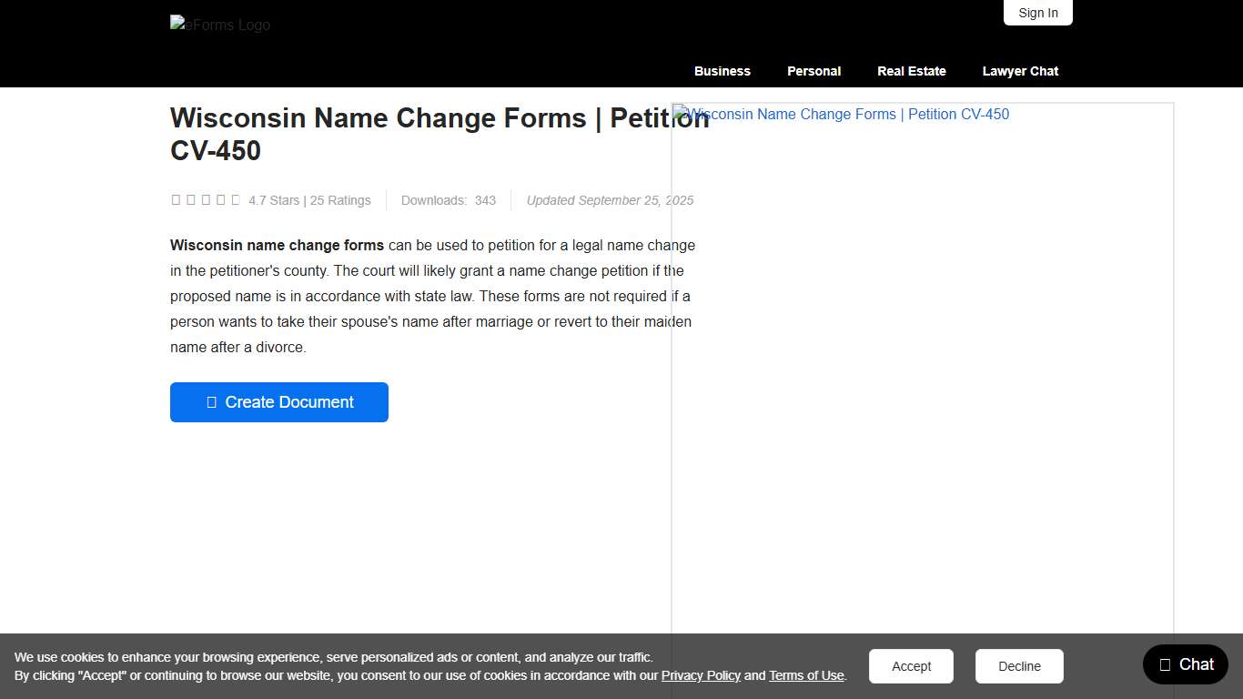 Free Wisconsin Name Change Forms - PDF – eForms
