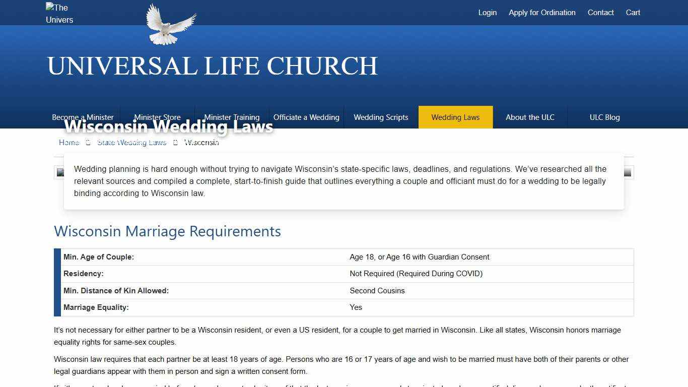 Wisconsin Wedding Laws